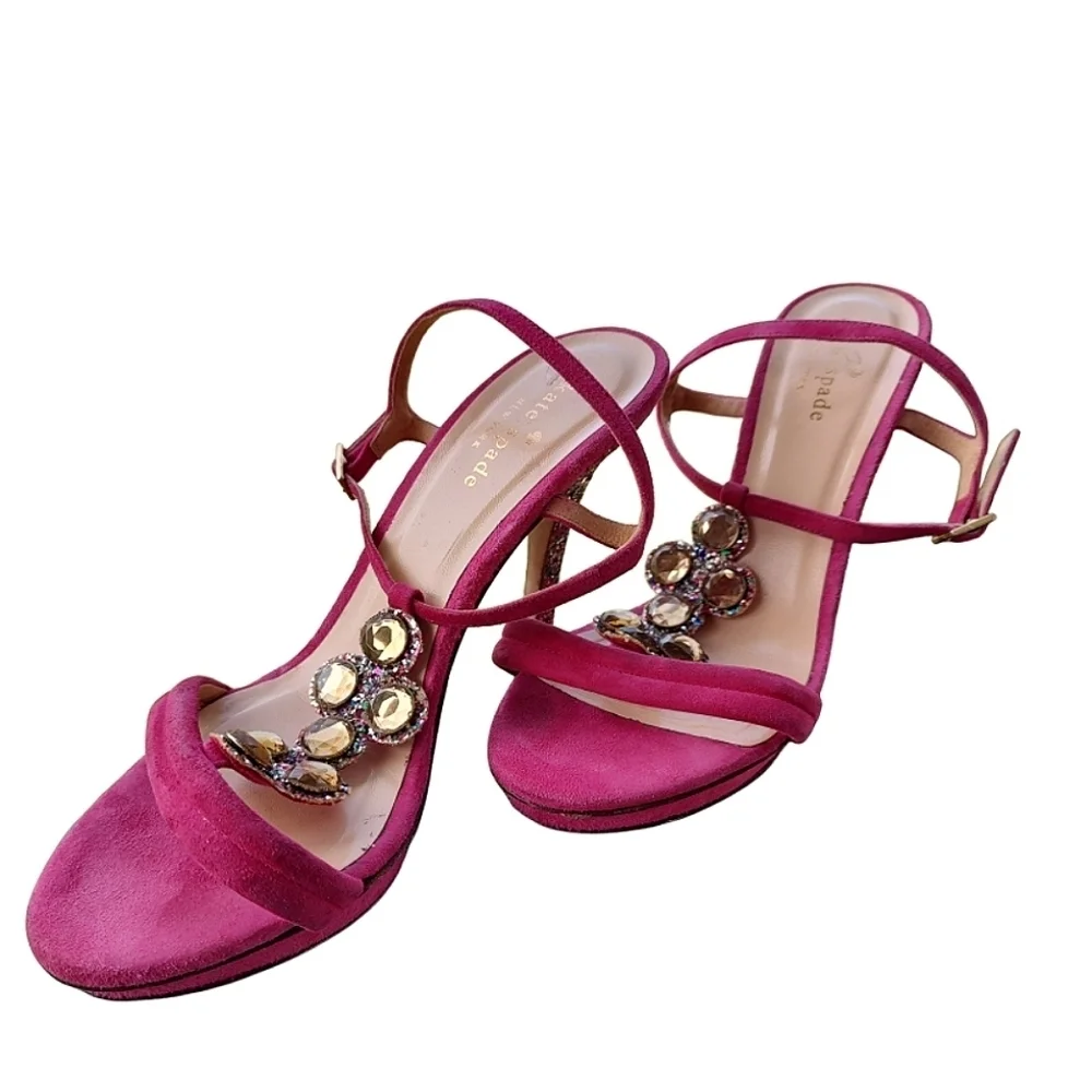 Kate Spade Elegant Pink Suede Stiletto Heels with Glitter Accents